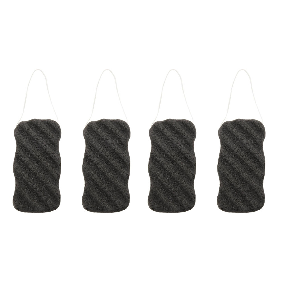 Bobotron 4X Konjac Sponge Set With Activated Bamboo Charcoal - Facial Sponge Deep Cleansing Sponge For Skin Care