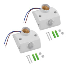 2x Base Porta Lampada Con Sensore Di Movimento Infrarossi