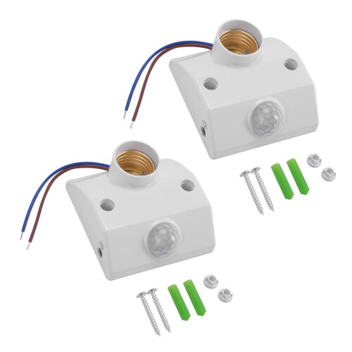 2x Base Porta Lampada Con Sensore Di Movimento Infrarossi 1
