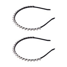 2X Silver Metal Stud Rivet Spike Headband Hair Band Aliceband Punk Girl