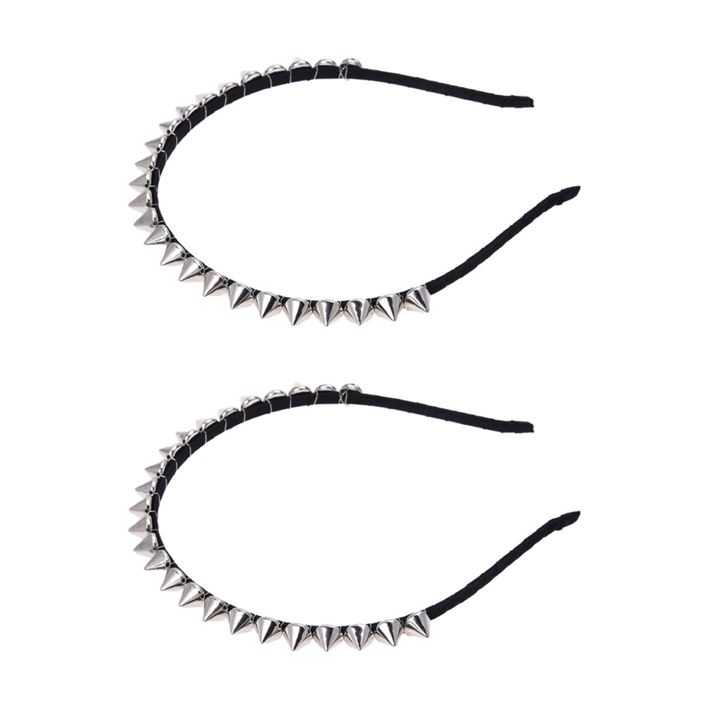 2X Silver Metal Stud Rivet Spike Headband Hair  Band Aliceband Punk Girl