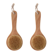2X Long-Handled Bristle Detox Wooden Handle Body Brush Skin Brush