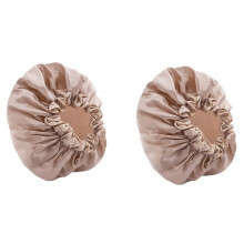 2X Double-Layer Shower Cap Women's Waterproof Cap Bath Long Hair Shower Cap Hair Cover Lampblack Dry Hair Cap Champagne