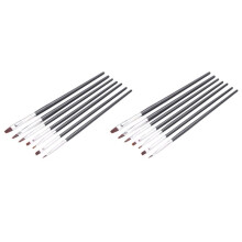 14X Acrylic UV Gel Nail Brush Set Gel Brush Brush Nail Art Design Pen Black
