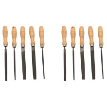 High Carbon Steel File Set with Wooden Handles Rasp File for Wood, Metal, Plastic, 10 Pieces (Steel File)