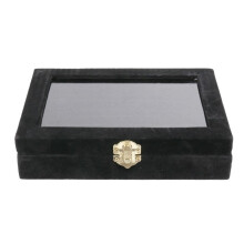 5X Velvet Glass Ring Earring Jewelry Display Organizer Box Tray Holder Storage Case, Black