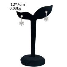 2X Velvet Earring Display Stand Props Stud Earrings Holder Rack Storage 12CMx7CM(Black)