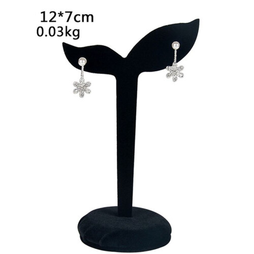 2X Velvet Earring Display Stand Props Stud Earrings Holder Rack Storage 12CMx7CM(Black)