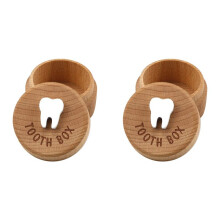 2X Tooth Fairy Box 3D Carved Wooden Box Souvenir Dropped Tooth Keepsake Storage Box Gift for Boy or Girl