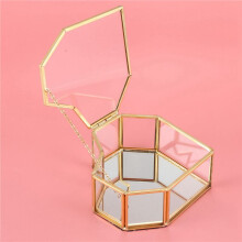 3X Flip Love Heart Shaped Geometric Glass Jewelry Box Glass Box Exquisite Unique Wedding Jewelry Box