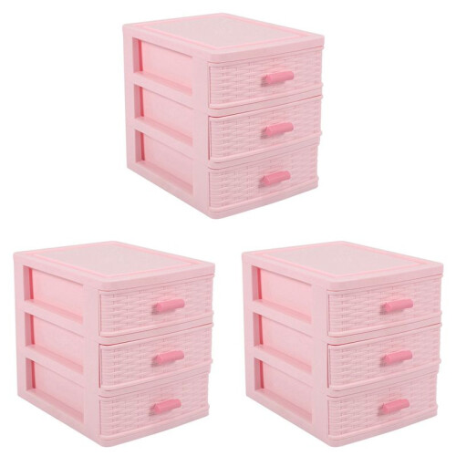 3X Plastic Drawer Designed 3 Compartment Jewelry Storage Box
