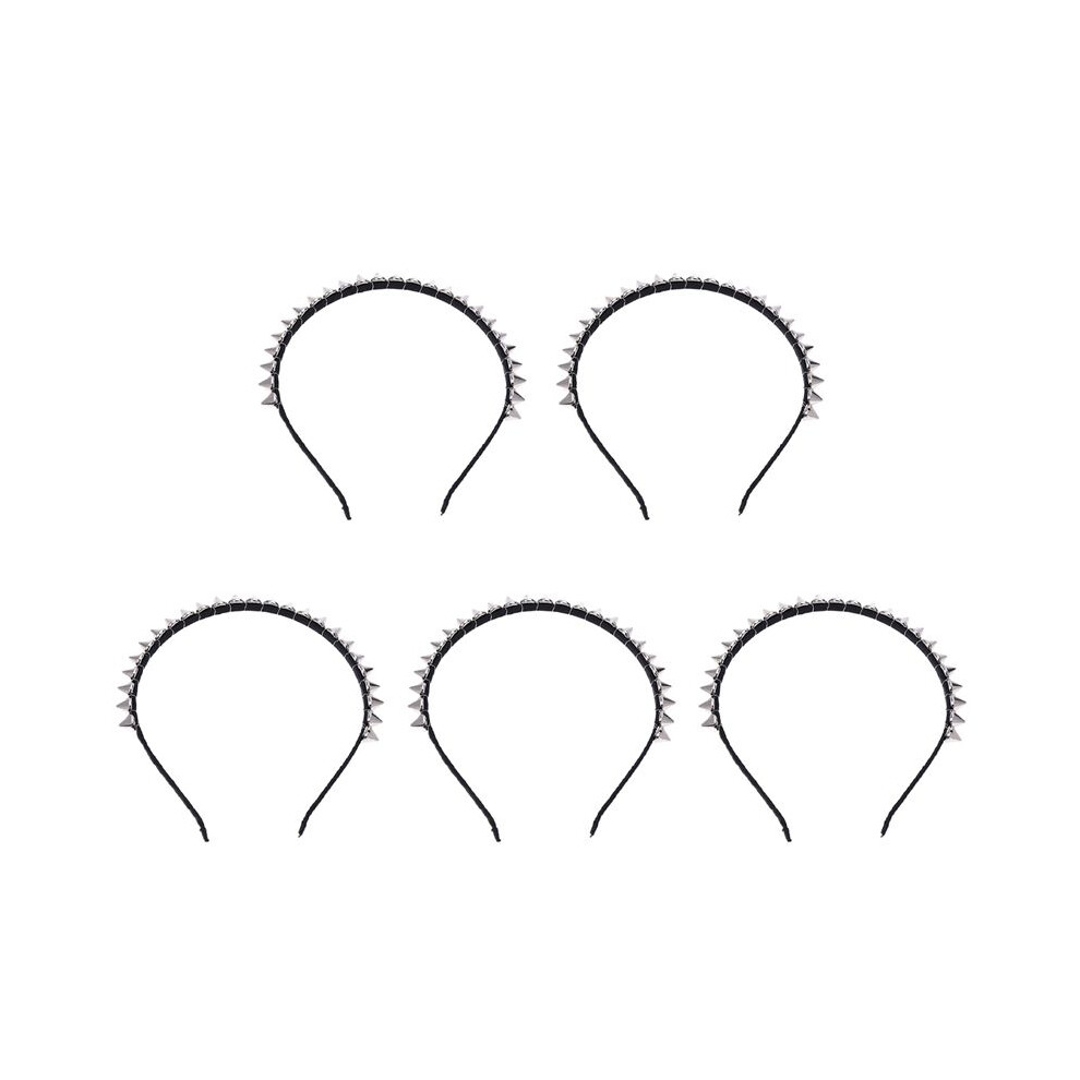 Unisex Silver 5X Metal Stud Rivet Spike Headband Hair Band Aliceband Punk Girl