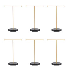6X Jewelry Stand Display Necklace Holder T-Bar Plated Metal Tabletop Jewelry Organizer Tower for Show Jewelry Hanging A