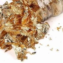 2X Decorative Leaf Flakes Gold Silver Confetti DIY Nail Art Paiting Materials Decorate Foil Paper Party Supplies, Gold