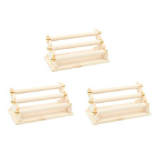 3X Support D'Anneau de PréSentoir de Bijoux en Bois à 3 Niveaux, PréSentoir de Vitrine de Bijoux de Barre en T et Organisateur Abricot