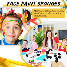 Schminksponsjes Schminkzwarte Sponzen met Hoge Dichtheid voor Kunstwerken en Lichaamsverf (48 Bloemblaadjes + 48 Halvemaantjes)