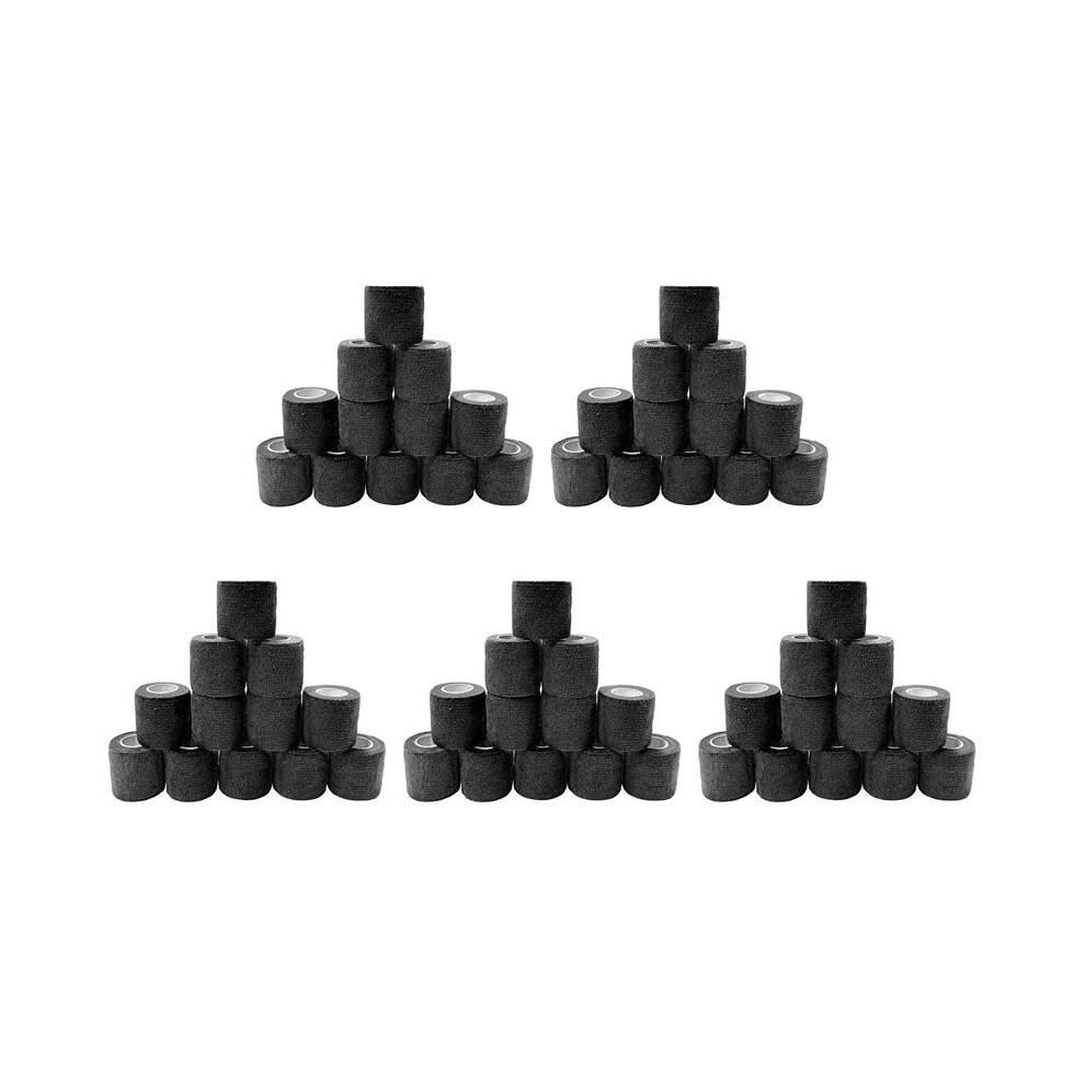 Black 60 Pcs Elastic Self-Adhesive Bandage 5 Cm Sports Fixed Elastic Bandage For Sports Injuries And Pet Treatment