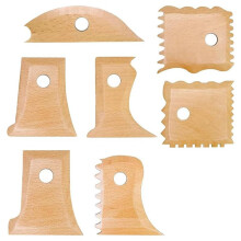 7 Pcs Pottery Tool Kit, Wooden Pottery Trimming Tools Pottery Trimming Tools, Multishape Pottery Profile Rib Bundle Foot