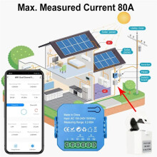 Tuya ZigBee EnergiezäHler, Bidirektional mit Stromwandler-Klemme, App-ÜBerwachung der Leistung 80 ein (1 CT)
