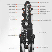 1PCS Multifunctional Wire Stripper Crimper Cable Cutter Pliers, 25-In-1 Wire Stripping Tool, Electrician Pliers Tools