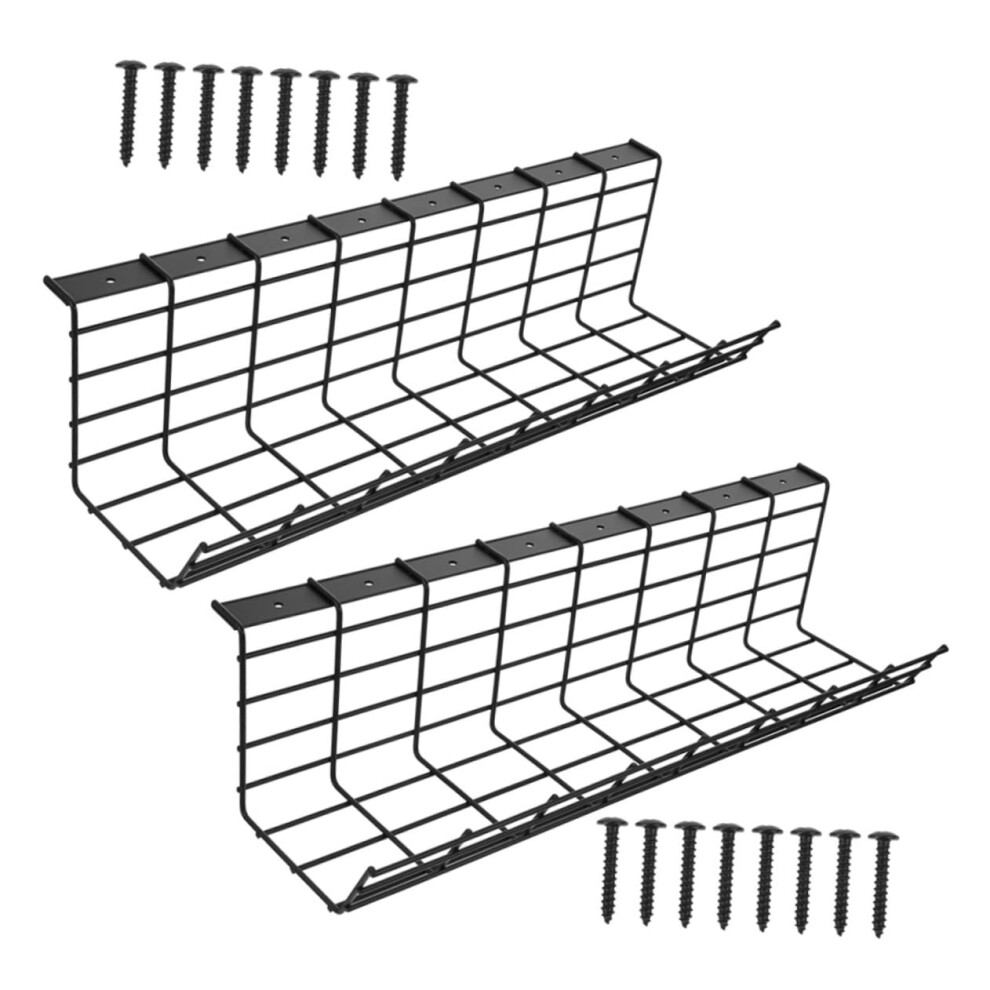 2Pcs Under Desk Cable Management Tray Set, Sturdy Wire Organizer For Home Office And Tidy Workspace 9053599553984
