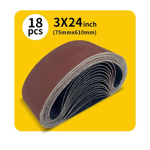 Conjunto de Cinta de Lixa para Lixadeira Multiuso de 18 Peças de 3 X 24 Polegadas - Material de Óxido de Alumínio para Desempenho Poderoso 2