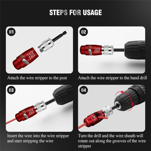 Wire Stripper and Twister Tool for Drill-Portable Drill Wire Stripping Tool-Wire Stripping Drill Bit with Wire Twister