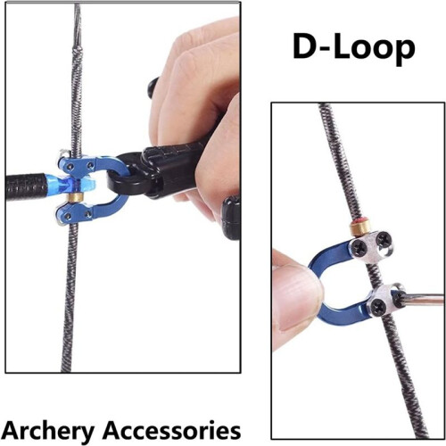 1 Pack Archery Compound Bow D Loop-Metal D Ring Buckle Release Nocking Loop with Screwdrivers,Black