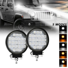 Lampe de Travail LED Ronde de 4 Pouces, 2 Pièces Lampe D'Inondation 72W pour Véhicules Tout-Terrain Camion Tracteur Chariot Bateau ATV UTV