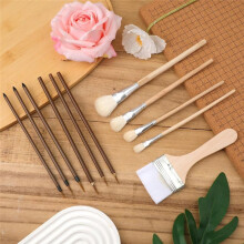 Pottery Glaze Brushes Set,Different Shapes Wood Ceramic Brushes with Long Handle Watercolor Oil for Students Artist