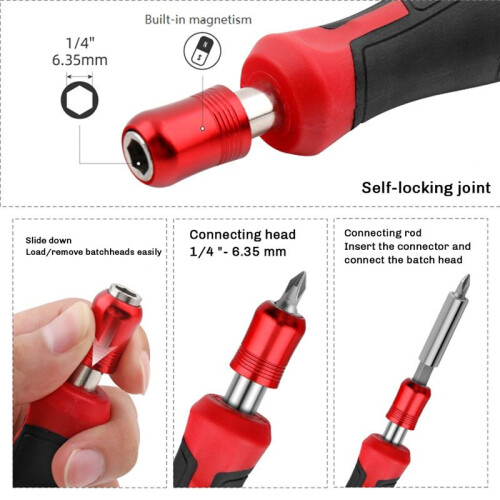 1/4Inch Screwdriver Bit Handle Multi-Function Screwdriver Set Screwdriver Drill Wrench Tool (Red) 1