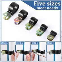 Coated Cable Clamp Galvanized Steel Cable Clamp Metal Clamp Wire Clamp Rubber Buffer Insulation Clamp Hose Clamp 50Pcs