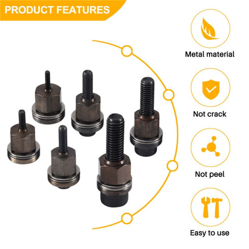 6Pcs Hand Rivet Tool Steel  Set Manual Riveter Replace Tip Nut M3/M4/M5/M6/M8/M10 Mandrel  for Rivet Nut Tool 1