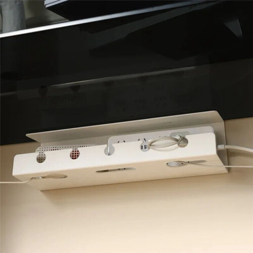 Cable Holder Under the Table, Manage Power Board Wires, Computer Desk Socket Fixing Without Punching, Storage Rack Black 2