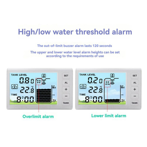 Ultrasonic Level Meter Multifunctional Household Water Level Meter Water Level High and Low Value Alarm Function 2
