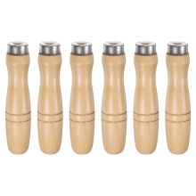 6pcs Wooden File Handle Round Hole Ergonomic Handles with Metal Collar for 8inch Metal Files