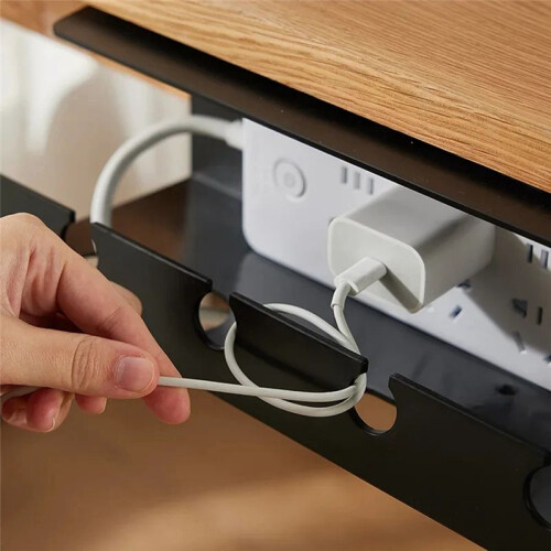 Cable Holder Under the Table, Manage Power Board Wires, Computer Desk Socket Fixing Without Punching, Storage Rack Black 1