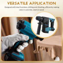 Brushless Electric Hammer Drill Multifunctional Rotary Cordless Drilling Chiseling Tool for 18V 21V Battery