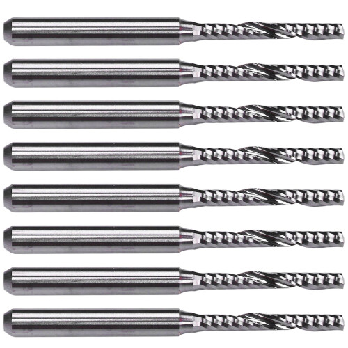 8pcs 2mm x 15mm Carbide Single Flute Spiral End Mill CNC Router Bit