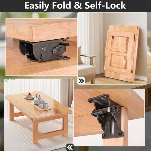 4 Pack Folding Brackets, Self-Lock Hinge with Screws for Folding Table Legs, Lock Extension Support Bracket Bed Legs 2