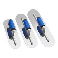 3PCS Stainless Steel Pool Trowel Set (16inch/14inch/12inch) Flat Concrete Finishing Trowel Tools