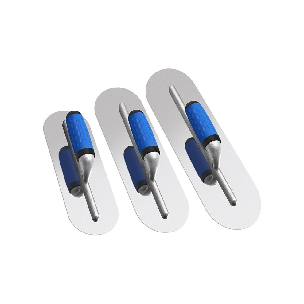 3Pcs Stainless Steel Pool Trowel Set (16Inch/14Inch/12Inch) Flat Concrete Finishing Trowel Tools 4711840162983