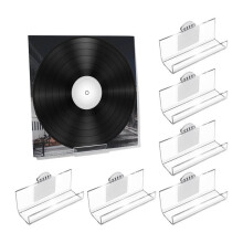 6-Pack Vinylskivhållare Väggfäste Ingen Borr, Självhäftande Akrylskivhylla Displayställ för LP-Albumomslag CD