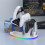 For PS5 Desktop Storage Stand Controller Stand with RGB Lights Headphone/Handle/Remote/Disc Desktop Storage Stand White 8