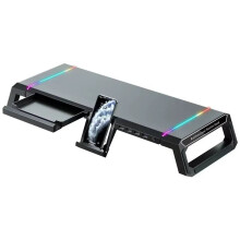 4USB PC Monitor Stand Keyboard Storage Space Laptop Monitor Stand with USB2.0 Fast Charging with RGB Light