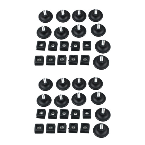 20 Sets 45mm Base Dia Adjustable Leveling Foot 25mmx25mm Square Tube Insert Kit