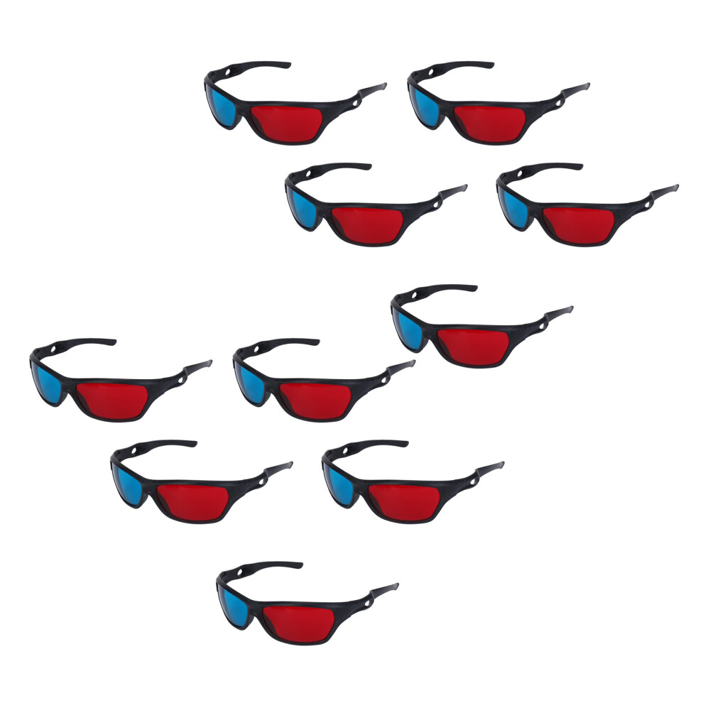 10X And Anaglyph Dimensional 3D Vision Glasses For Tv Movie Game Dvd Red 6033887368370