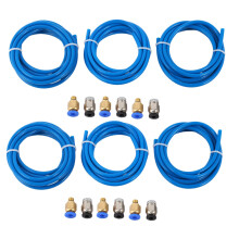 6X PTFE Tube Ptfe  Tubing(1.5 Meters) with 6 Pieces Pc4-M6 Fittings and 6 Pieces Pc4-M10 Tube Push Fitting