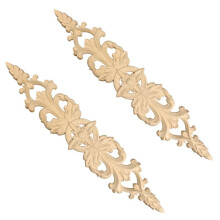 4 Pièces 33cm x 6cm Bois Sculpté Décalque Bande Coin Appliques Long Creux Fleur Cadre Meubles Décor Sculpture Sur Bois Figurines Artisanat
