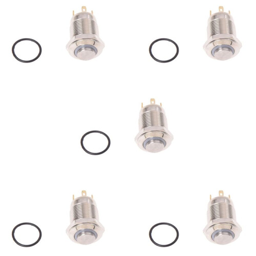 5X 3V Push Button  Doorbell Button  LED 12 mm Silver